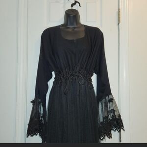 Goth Black embellished, Lace, And tulle Mesh Gown